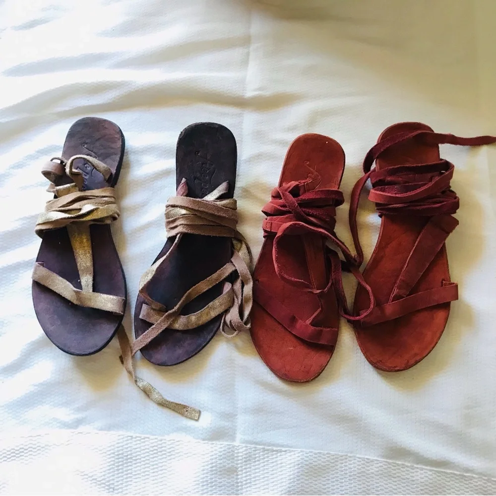 Free people gladiator Women's Sandals in Red and Brown LOT